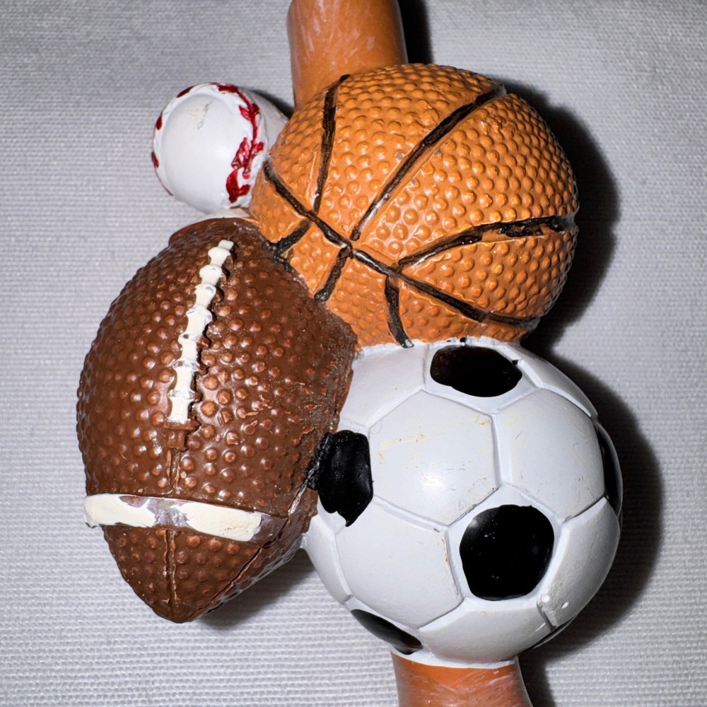 Sports Curtain/Wall Hook Set of 2 Basketball Football Soccer Baseball Kids Room - Picture 5 of 6